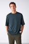 Joel Men's 100% Organic Cotton Thick Fabric Oversize Green T-Shirt with Special Textured Label Detail - 3