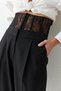 Black Comfortable Cut Trousers with Transparent Waist Detail - 5