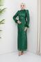 Sleeve Feather Detailed Sequin Tulle Evening Dress GREEN 1207 - 2