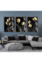 Hari̇kabi̇rev | Black-Yellow Flowery Combination Set | Framed Glass Table 3 Pieces Vertical