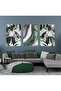 Hari̇kabi̇rev | Silver-Green Abstract Leaf Combination | Framed Glass Table 3 Pieces Vertical