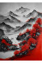 Hari̇kabi̇rev | Red-Gray Flower Landscape Combination Ii | Framed Glass Table 3 Pieces Vertical - 3