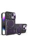 Apple iPhone 15 Compatible Case Magnetic Stand Armor Silicone Case Deep Purple