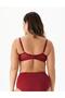 Women's Aster Underwire Burgundy Gathering Bra - Striped Detailed Transparent Tulle Design C2T0N1O7 - 2