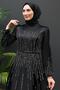 Aysu Stoned Hijab Evening Dress Black - 5