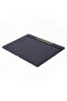 Table Cluster with Leather Cover Plain Black Wooden Detail 50x35cm - 2