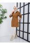 Çizgi Patterned Bondit Fabric Elastic Waist Hooded Hijab Trench Coat Rc905010 - 3