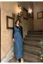 Women's Denim Salopet Blue Jumpsuit Side Tie Dress - 5