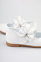 Girl's White Stone Velcro Bow Ballerina Ballet - 3