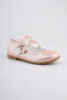 Girl's Powder Stone Velcro Bow Ballerinas - 5