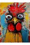 Kemal Collection Multicolored Googly Eyes Chicken Patterned Woven Base Modern Decorative Carpet 47 - 4