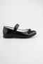 Girl's Black Patent Leather Bow Ballerina Shoes - 5