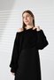 Boat Neck Bat Sleeve Thessaloniki Knitted Short Sweater U-Neck Loose Ankle-Length Dress Two-Piece Knitwear Set