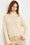 Women's Cream Turtleneck Soft Texture Thick Knitwear Sweater Kzk- 19000936 - 2