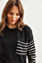 Women's Black Stripe Detailed Mercerized Knitwear Blouse with Pockets Blz- 19002808 - 5