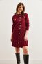 Women's Burgundy Button Detailed Top Cardigan Bottom Pleated Skirt Knitwear Set Tkm- 19000332 - 3