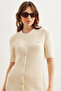 Women's Stone Button Mini Knitwear Dress Elb- 19002329 - 4