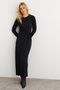 Women's Black Double Breasted Maxi Dress Mtf31 - 5