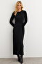 Women's Black Double Breasted Maxi Dress Mtf31 - 3