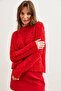 Women's Red Openwork Pompom Soft Textured Knitwear Sweater Kzk- 19000935 - 4