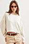 Women's Ecru Modal Texture Premium Oversize Flowy Sweatshirt Swt- 19000713 - 3