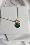 Enameled World Zircon Stone Embroidered Letter Women's Necklace with Thin Elegant Steel Chain - 4