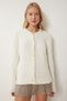 Women's Bone Stylish Heart Buttoned Bearded Soft Knitwear Cardigan Cr00442