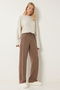 Women's brown soft loose knitted pants ub00295