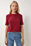 Women's Burgundy White 2-Pack Cotton Basic Knitted T-Shirt Ag00002 - 2
