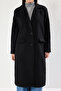 Black Double Breasted Closure Lined Coat Tbbaw25Dd00015 - 4