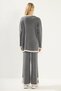 Anthracite Color Block Knitwear Cardigan Pants Top and Bottom Set Tctaw25Us00019 - 5