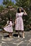 Pink Pastel Floral Square Collar Watermelon Sleeve Flared Combination (Sold Single) - 3