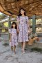 Brown Pastel Floral Square Collar Watermelon Sleeve Flared Combination (Sold Single) - 4