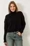 Women's Black Turtleneck Patterned Knitwear Sweater 20246940 - 5