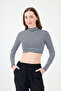 Turtleneck Striped Crop Body White Black