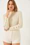 Women's Ecru Knit Sweater with Button Detail on Sleeves 20247564 - 2