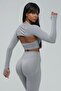 Stitch-Free Long-Sleeve Finger-Detail Aurora Cover Crop Top - 5