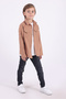 Boy's 2-Pocket Cotton Brown Shirt T-Shirt Set - 5