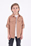 Boy's 2-Pocket Cotton Brown Shirt T-Shirt Set - 3