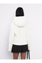 White Hooded Button Detailed Lined Plush Coat - 5
