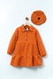 Crushed Stamp Girls' Dress (3-8 Years) - with Hat, Winter Special Design