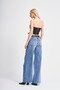 Women's Wide Leg Jeans with Ripped and Belt-Wallet Detail - 4