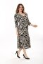 Women's Large Size Black V-neck Wrapped Fabric Capri Sleeve Dress 65N37622 - 8