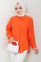 Single Pocket Long Sleeve Oversize Linen Shirt Coral Hm2651 - 2