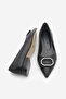 Black Pointed Toe and Buckle Women's Pijare - Gold Detailed - 8