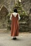 Salmon Color Stamp Long Winter V-Neck Gilet Dress - 4