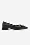 Black Pointed Toe and Buckle Women's Pijare - Gold Detailed - 3