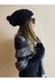 Black and White Checked Shawl and Pompom Beanie and Gloves Set for Valentine's Day - 3-Piece Scarf Shoulder Shawl - 2