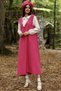 Pink Stamp Long Winter V-neck Gilet Dress and Stamp Hat (set of 2)