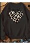 Crew Neck Leopard Star Print Oversize Women's Sweatshirt - 4